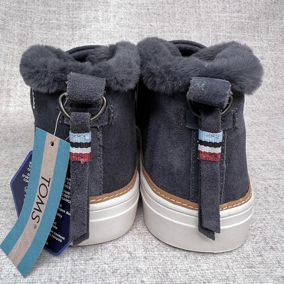 TOMS NWT Paxton Forged Iron gray suede faux fur lined sneakers size 9.5 ankle - Picture 10 of 13